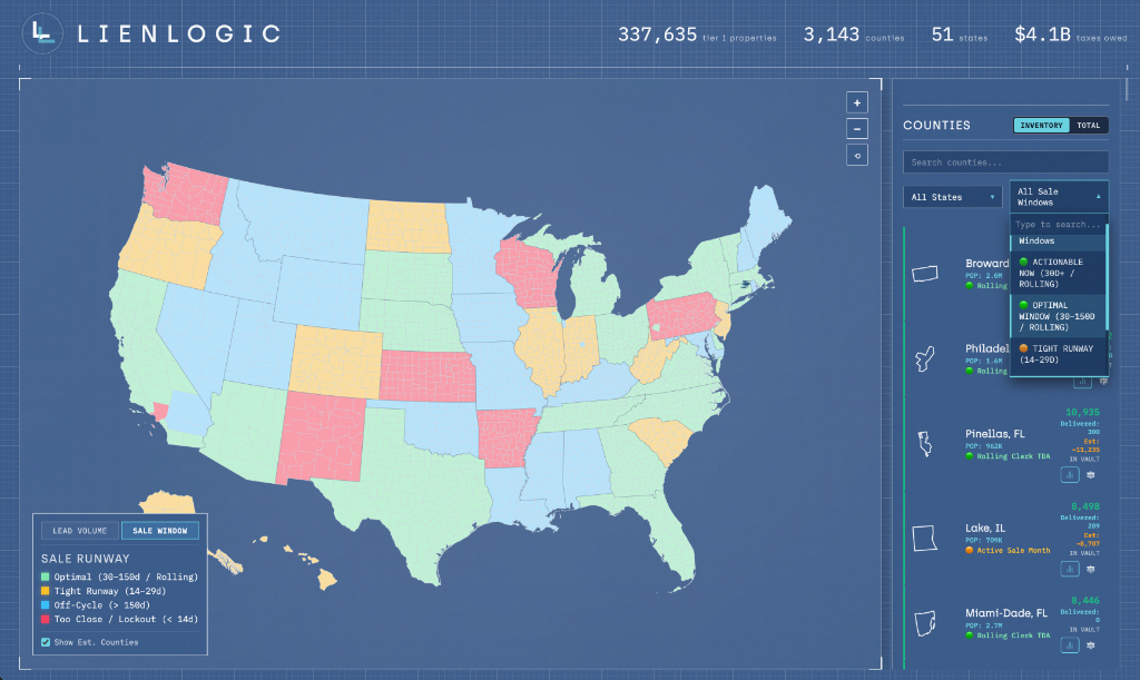 State & County Statutory Sale Runway Timing Map